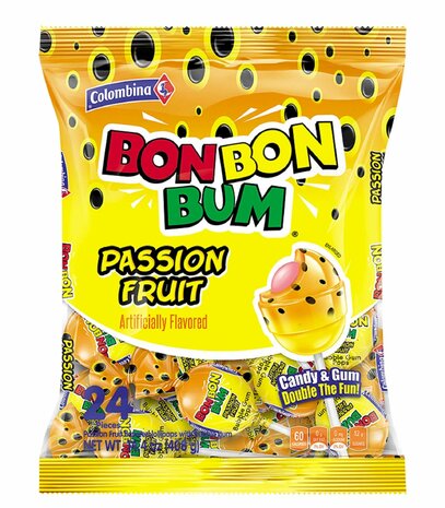 Bon Bon Bum Lollipops Passion Fruit 24stuks