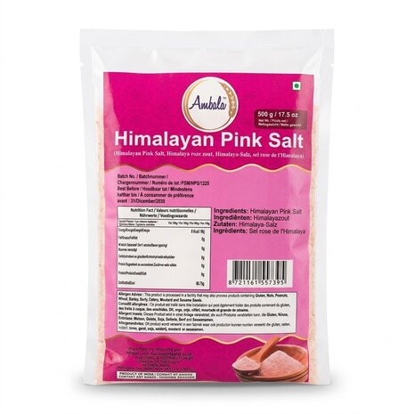 Ambala Himalayan Pink Salt 500gr &mdash; natuurlijk roze zout uit India | Tokoram.nl