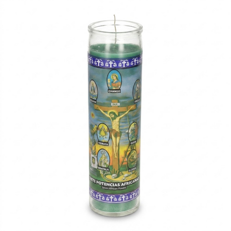 Goya Seven African Powers Prayer Candle 272gr &mdash; spirituele glaskaars voor Santer&iacute;a, Candombl&eacute; en Vodou | T