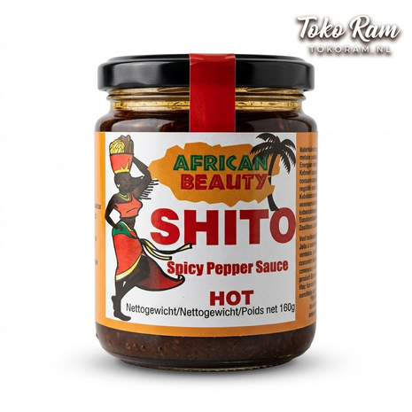 African Beauty Shito Hot 160gr &mdash; Ghanese pepersaus bij jollof rice en gegrilde kip | Tokoram.nl