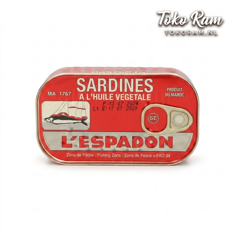 L Espandon Sardines in Vegetable Oil 125gr - sardines op olie in blik uit Marokko | Tokoram.nl