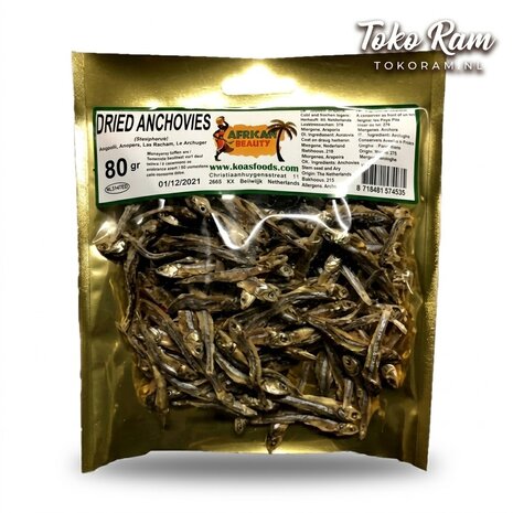 African Beauty Dried Anchovies 80gr &mdash; kleine gedroogde zoutvisjes voor soepen | Tokoram.nl