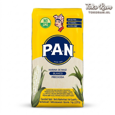 Harina PAN White 1kg &mdash; voorgekookt wit ma&iuml;smeel voor arepas | Tokoram.nl