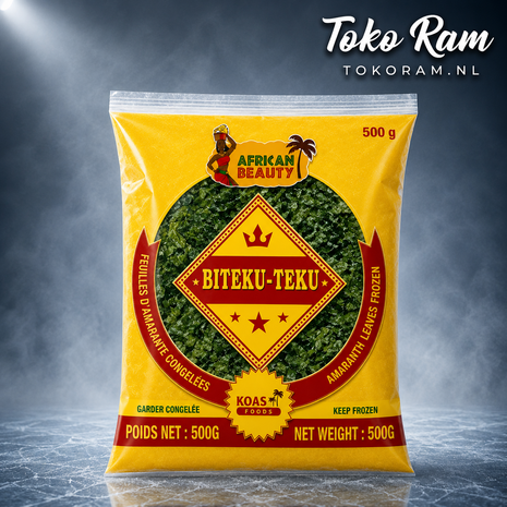 African Beauty Biteku-Teku 500gr &mdash; diepgevroren Congolese amarantbladeren voor stoofpotten | Tokoram.nl